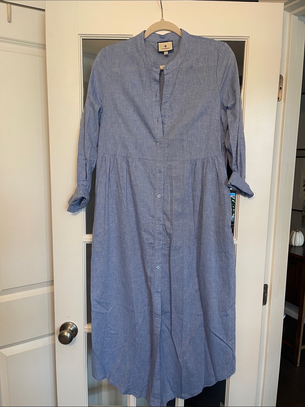 Tuckernuck Chambray Button-Front Midi Dress in Light Blue